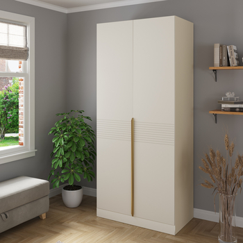 Шкаф Индиго 2х дверный, Бежевый, распашной (штанга)