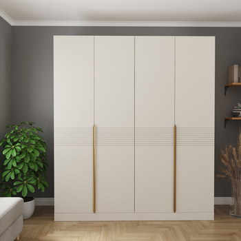 Шкаф Индиго 4х дверный, Бежевый, распашной